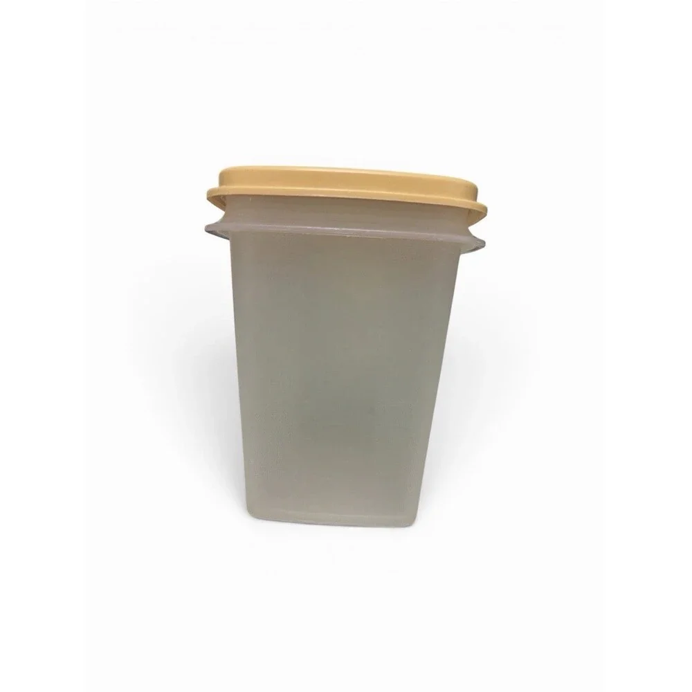VTG Tupperware Sheer Shelf Saver Container #1243 & Lt Gold Lid  #1244